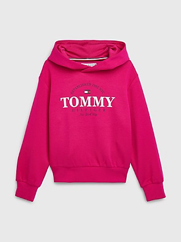 타미 힐피거 Tommy Hilfiger Kids Tommy Logo Hoodie,ECCENTRIC MAGENTA