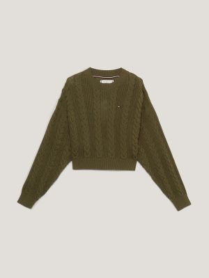 Kids Cropped Cable Knit Sweater