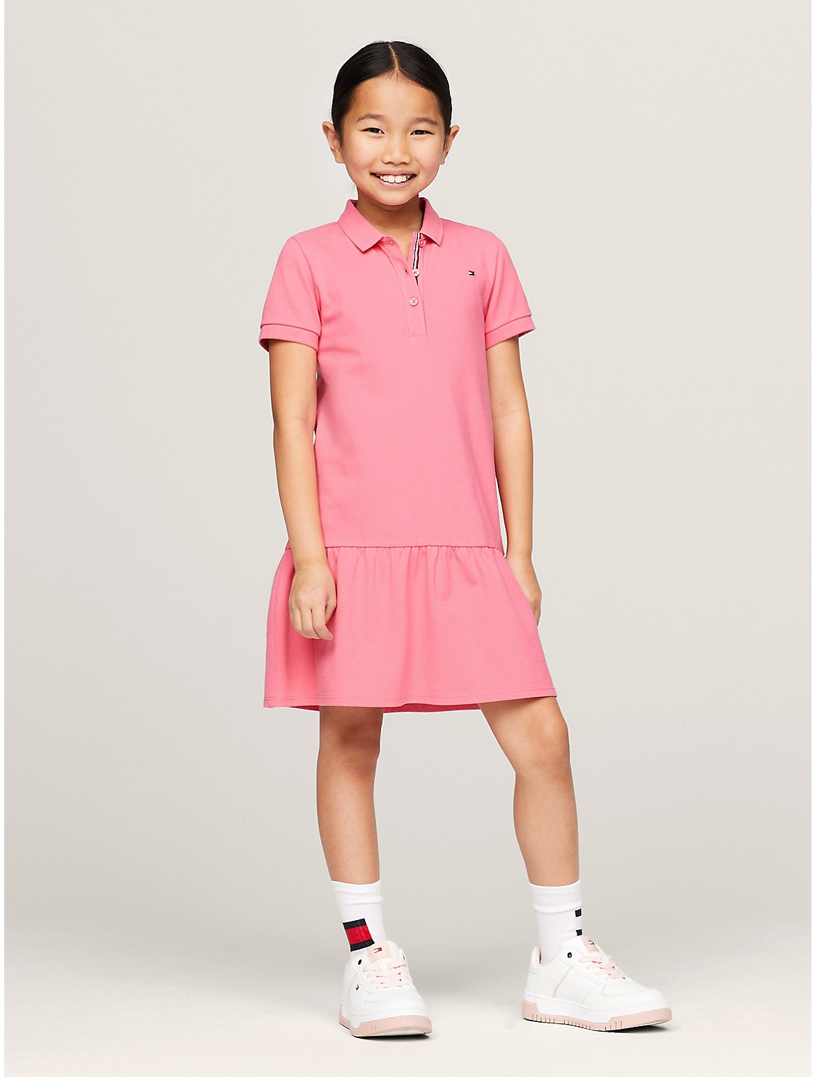 Tommy Hilfiger Girls' Kids' Solid Drop-Waist Polo Dress