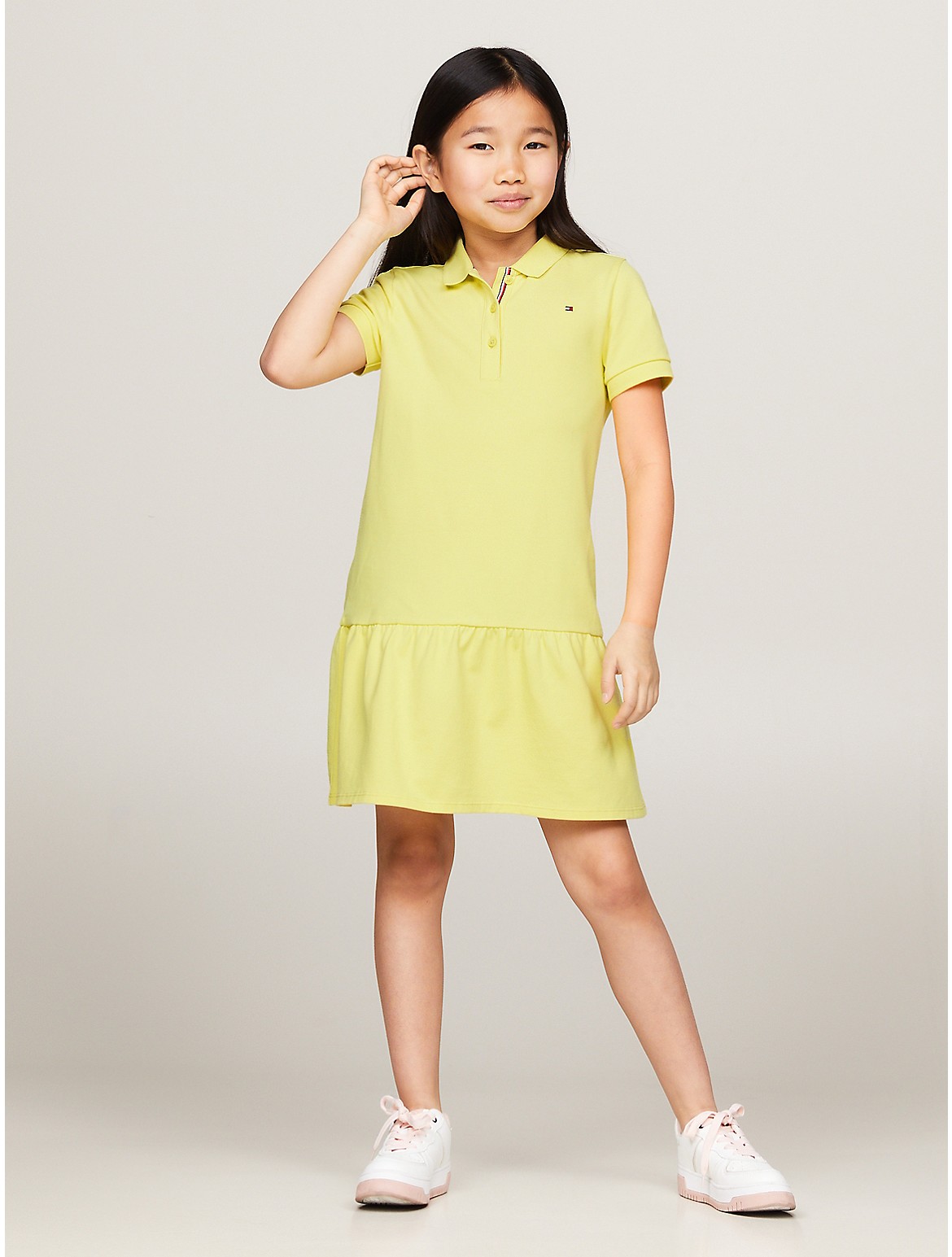 Tommy Hilfiger Girls' Kids' Solid Drop-Waist Polo Dress