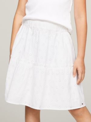 Kids' Eyelet Skirt, White