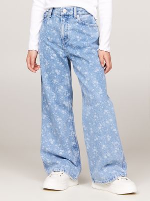Kids' Allover Faded Flower Wide-Leg Jean, Laser