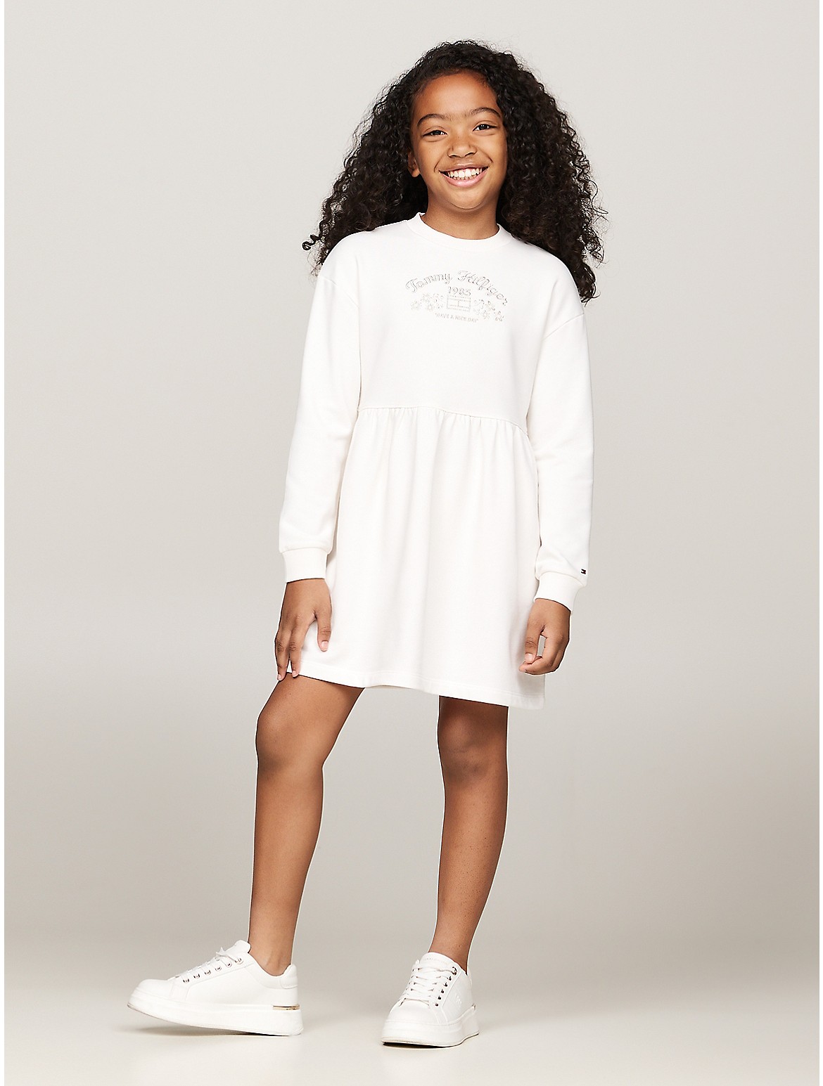Tommy Hilfiger Girls' Kids' Embroidered Logo Sweatshirt Dress