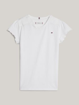 Kids' Slim Fit Ruffle Sleeve Top, White