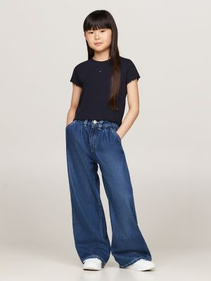Kids' Short-Sleeve Ribbed Top, Navy