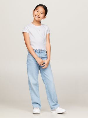 Kids' Short-Sleeve Ribbed Top, White