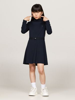 Kids' Mockneck Ponte Knit Dress, Navy