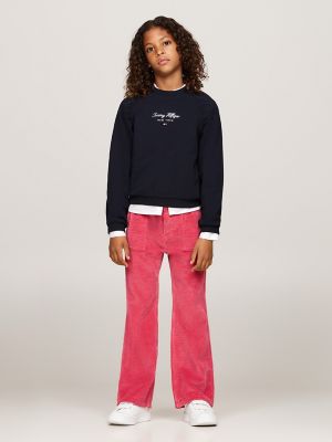 Pantalon en velours côtelé à coupe évasée pour enfants, rose héritage