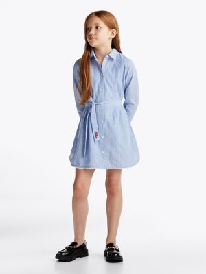Kids' Long-Sleeve Stripe Shirtdress, Blue Spell Stripe