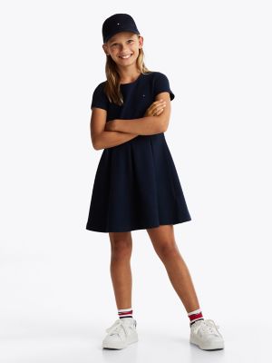 Tommy Hilfiger Girls Kids Short Sleeve Skater Dress Navy 6