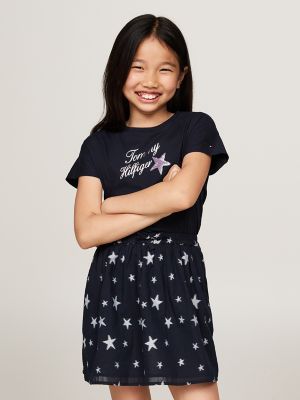 Kids' Foil and Sequin Logo T-Shirt, Navy