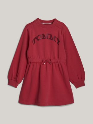 Kids' Tommy Foil Dot Logo Sweater Dress, Heritage Pink