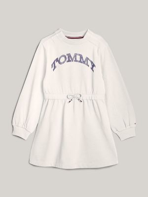 Kids' Tommy Foil Dot Logo Sweater Dress, Ancient White