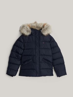 Tommy Hilfiger Girls Kids Down Hooded Jacket Navy 7