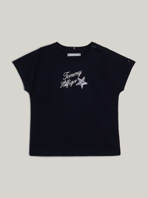 Kids' Sequin Star Logo T-Shirt, Navy