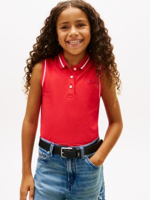 Kids' Sleeveless Stretch Polo, Red Alert