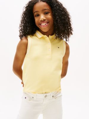 Kids' Sleeveless Stretch Polo, Citronella