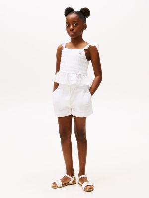 Kids' Stretch-Cotton Short, White