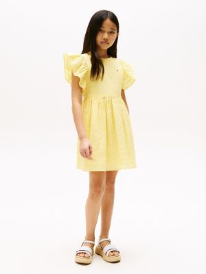 Kids' Textured Flutter-Sleeve Dress, Citronella