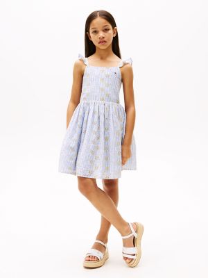 Kids' Floral Stripe Eyelet Dress, Breezy Blue Stripe