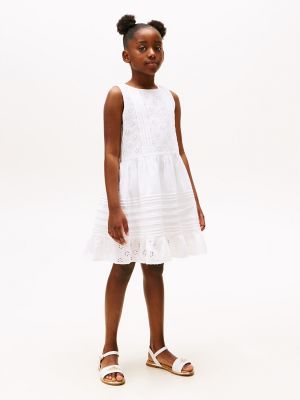 Kids' Sleeveless Eyelet Dress, White