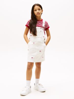 Kids' Flag Motif Denim Overall Dress, Denim Flag