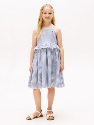 Kids' Stripe Sleeveless Dress, Dark Night Navy Stripes