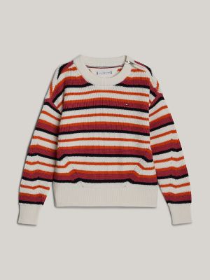 Kids' Stripe Relaxed Fit Sweater, Ancient White Stripe Multicolor