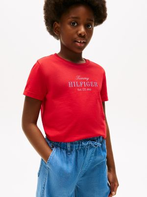 Kids' Script Logo T-Shirt, Primary Red