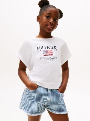 Kids' Hilfiger Sequin Flag T-Shirt, White