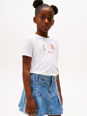 Kids' Multicolor Varsity Logo T-Shirt, White