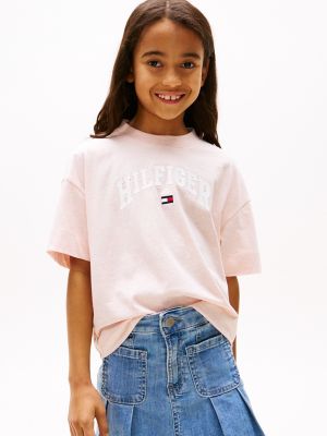 Kids' Varsity Logo Melange T-Shirt, Coral Ice Heather