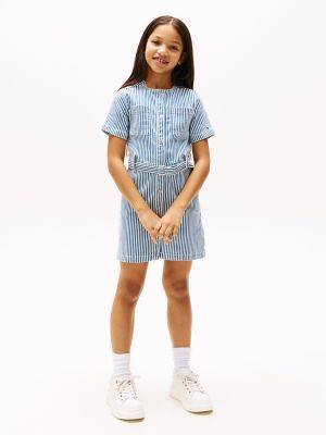 Kids' Stripe Stretch-Denim Dress, Denim Stripe