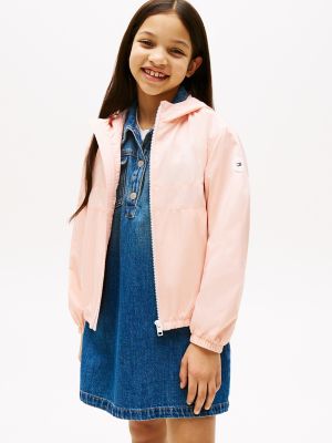 Kids' Solid Hooded Windbreaker, Coral Ice