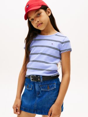 Kids' Lettuce-Trim Ribbed Tank Top, Vintage Iris Stripe