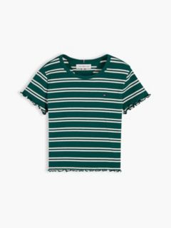 Kids' Lettuce-Trim Ribbed Top — Rural Green Stripe 5