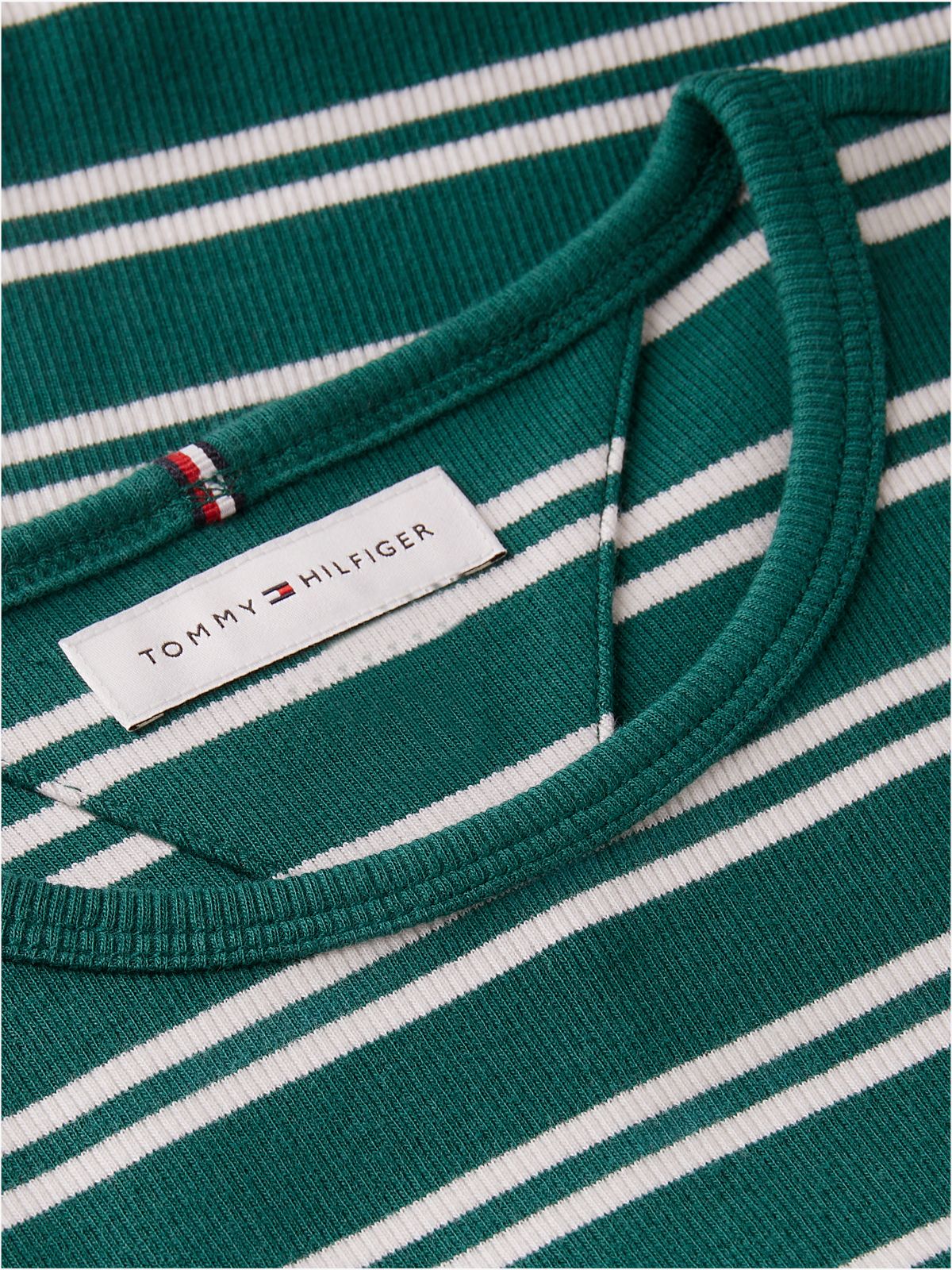 Kids' Lettuce-Trim Ribbed Top — Rural Green Stripe