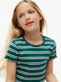 Kids' Lettuce-Trim Ribbed Top — Rural Green Stripe 3