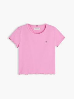 Kids' Lettuce-Trim Ribbed Top — Pink Daisy 5