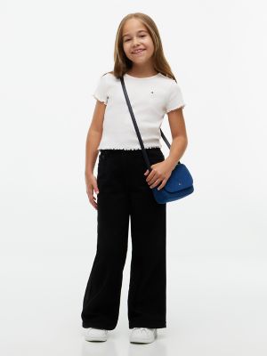 Детский топ Tommy Hilfiger Lettuce-Trim Ribbed Top, цвет: Белый — фото 2