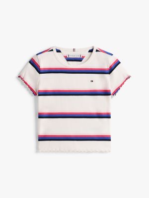 Детский топ Tommy Hilfiger Lettuce-Trim Ribbed Top, цвет: Белый — фото 5