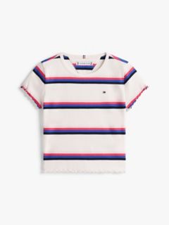 Kids' Lettuce-Trim Ribbed Top — Ancient White Stripes 5