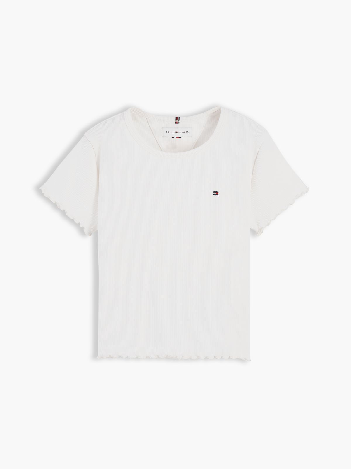 Kids' Lettuce-Trim Ribbed Top — Ancient White Stripes