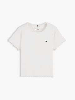 Kids' Lettuce-Trim Ribbed Top — Ancient White Stripes 6