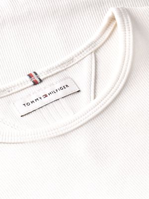 Детский топ Tommy Hilfiger Lettuce-Trim Ribbed Top, цвет: Белый — фото 7