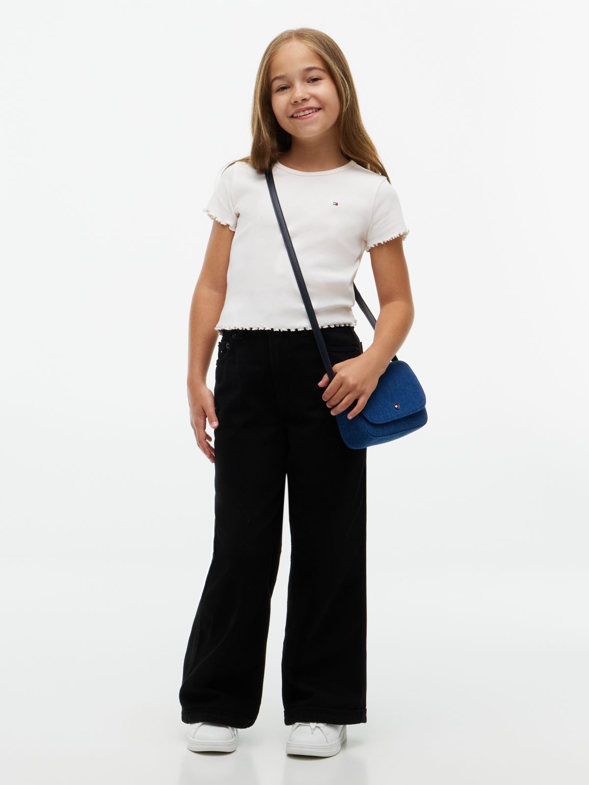 Kids' Lettuce-Trim Ribbed Top — Ancient White Stripes