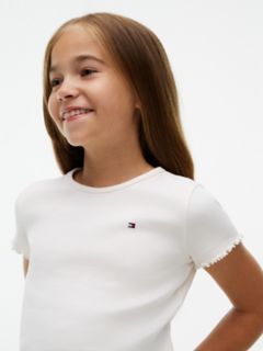 Kids' Lettuce-Trim Ribbed Top — Ancient White Stripes 3