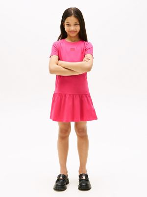 Kids' Ruffle-Hem T-Shirt Dress, Jewel Pink