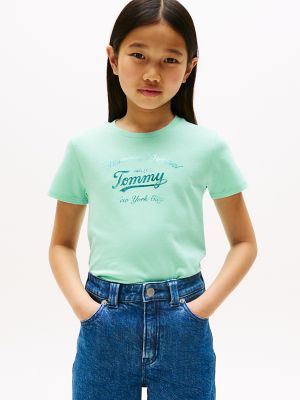 Kids' Script Shimmer Logo T-Shirt, Menthol