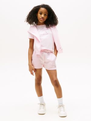 Kids' Script Shimmer Logo Sweatshort, Light Pink